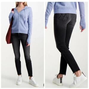 Women’s Mother Jeans High Waisted Looker Ankle Fray Black Skinny Jeans Size 26